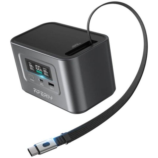 Estación de energía AFERIY Nano100 99,2Wh 3 puertos USB LiFePO4 Cable Type-C telescópico
