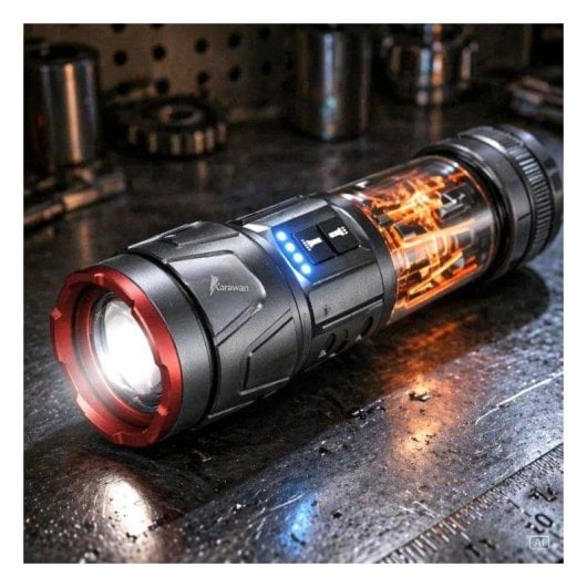 Linterna Multifuncional Karawan con Luz LED y USB Tipo C Negra