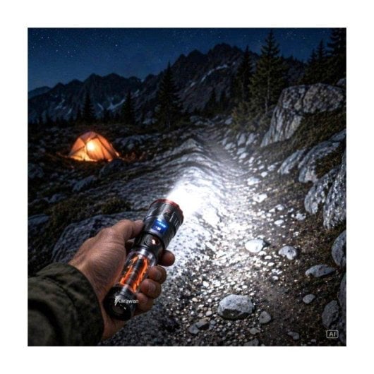 Linterna Multifuncional Karawan con Luz LED y USB Tipo C Negra