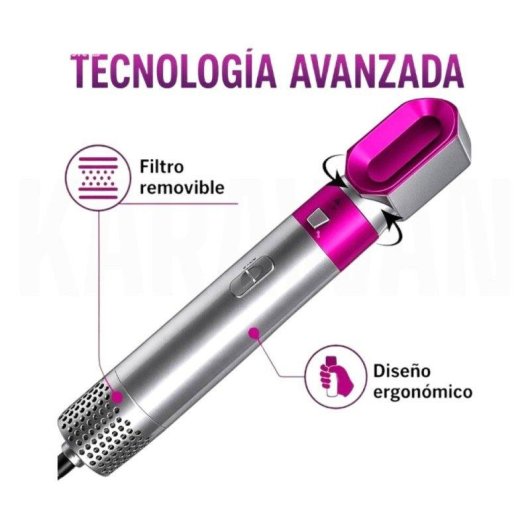 Escova Modeladora Multifuncional Karawan 5 em 1 Iónica Acessórios Cinzenta