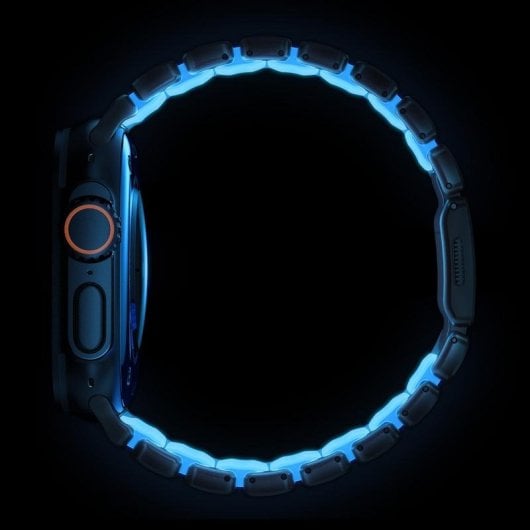 Pulsera Nomad Stratos Band Titanio Negro 49mm Icy Blue Glow para Apple Watch