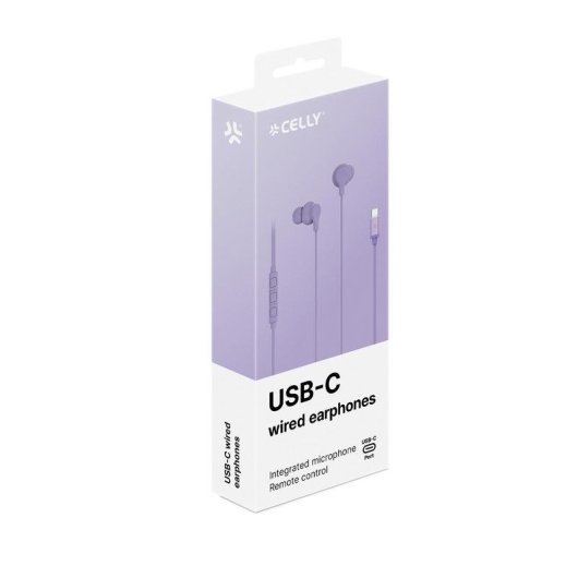 Kabelgebundene Celly UP1600TYPECVL USB-C Kopfhörer mit Mikrofon und Lautstärkeregelung violett