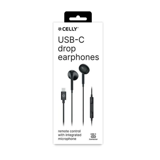 Auriculares Celly UP1300TYPECBK con cable USB-C para llamadas y música negros