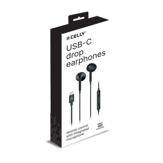 Auriculares Celly UP1300TYPECBK con cable USB-C para llamadas y música negros