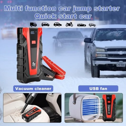 Arrancador De Batería Klack 12v 14000 Mah Con Pinzas Inteligentes, Power Bank Usb-c Pd, Linterna Led Sos, Botón Boost Y Estuche