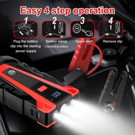 Arrancador De Batería Klack 12v 14000 Mah Con Pinzas Inteligentes, Power Bank Usb-c Pd, Linterna Led Sos, Botón Boost Y Estuche