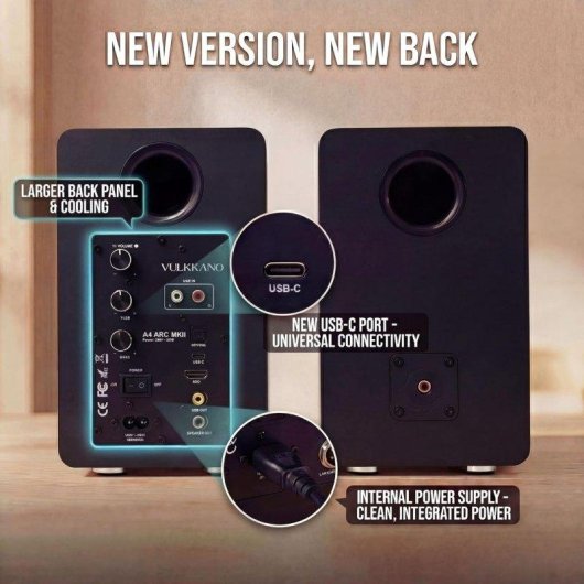 Altavoces Vulkkano Activos 5.25" Bluetooth 5.0 HDMI ARC Subwoofer
