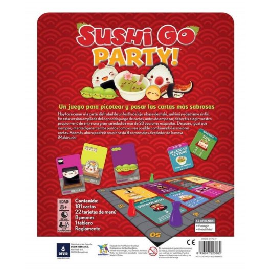 Juego de cartas Devir Sushi Go Party! Multiplayer 2-8 jugadores