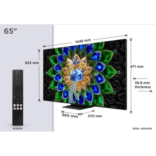 TV TCL Mini LED 65A400U 65" 4K UltraHD 144Hz Smart TV Google TV Dolby Vision HDR10