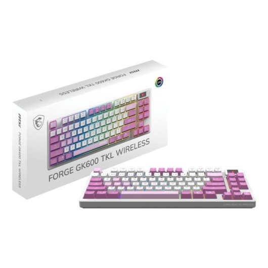 Teclado MSI FORGE GK600 TKL mecánico inalámbrico con RGB y switches Kailh White