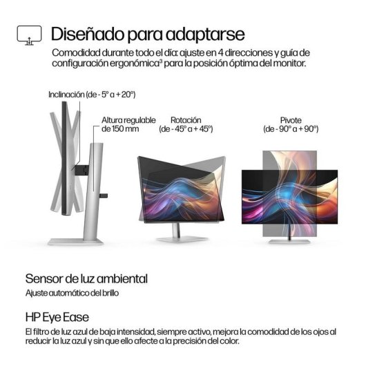 Monitor HP Series 7 Pro 727pq 27" QHD 120Hz IPS Black HDR400 FreeSync Premium Ajuste de altura
