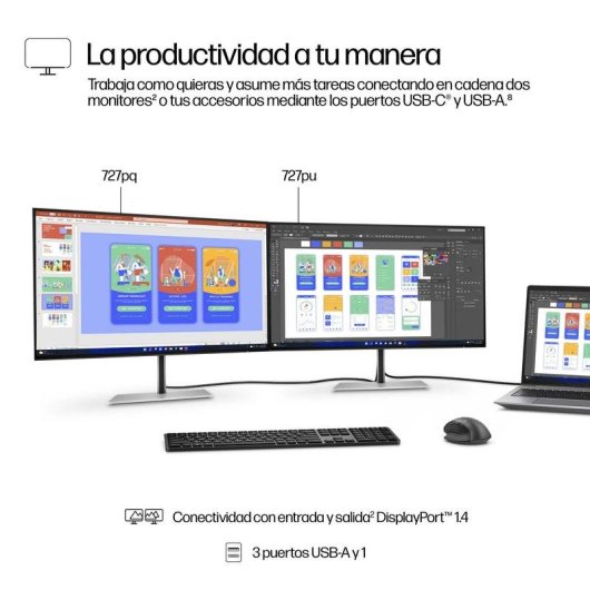 Monitor HP Series 7 Pro 727pq 27" QHD 120Hz IPS Black HDR400 FreeSync Premium Ajuste de altura