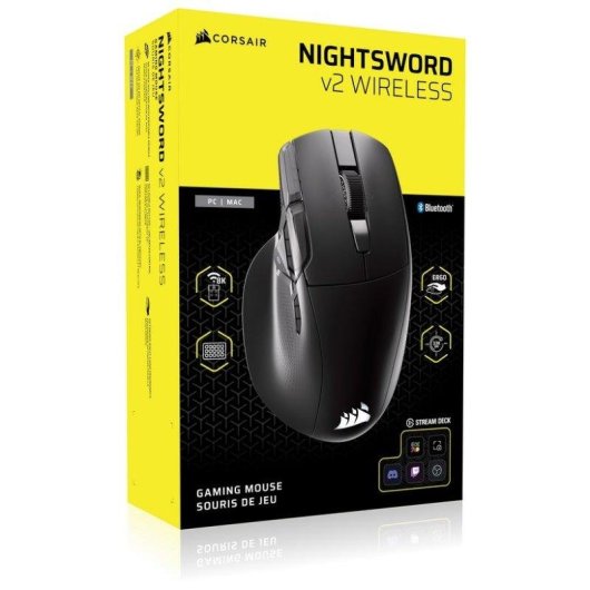 Ratón Corsair NIGHTSWORD v2 WIRELESS SD 33000 DPI 8000Hz Negro Stream Deck