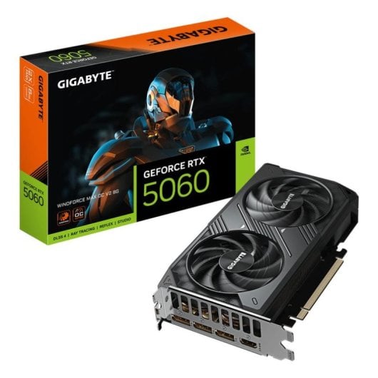 Tarjeta Gráfica GIGABYTE GeForce RTX 5060 WINDFORCE MAX OC V2 8GB GDDR7 Reflex 2 RTX AI DLSS4.5