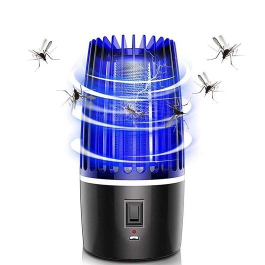 Lámpara Antimosquitos Eléctrica Klack Recargable 2000mah Con Luz Nocturna Led, Trampa Electrica Para Insectos Voladores Interior Y Exterior, 5w, Usb