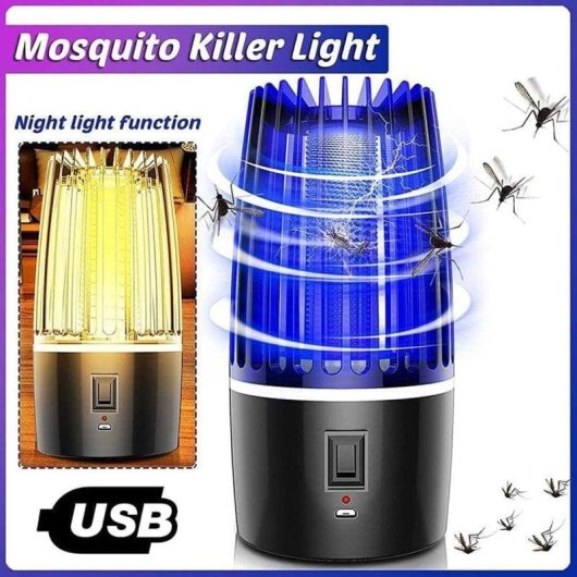Lámpara Antimosquitos Eléctrica Klack Recargable 2000mah Con Luz Nocturna Led, Trampa Electrica Para Insectos Voladores Interior Y Exterior, 5w, Usb