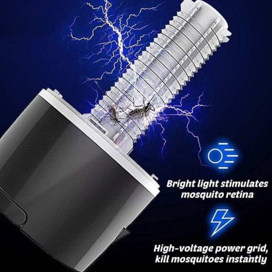 Lámpara Antimosquitos Eléctrica Klack Recargable 2000mah Con Luz Nocturna Led, Trampa Electrica Para Insectos Voladores Interior Y Exterior, 5w, Usb