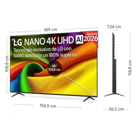 TV LG NANO 4K UHD AI 85NU8E0B3LA 85" 4K UHD 60Hz Smart TV WebOS HDR10