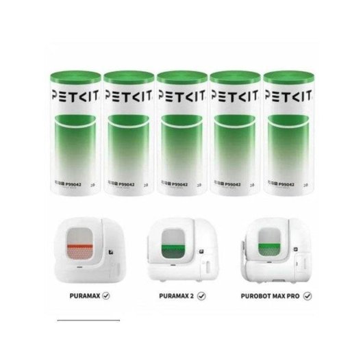 Beutel für Petkit Automatische Katzentoilette Pack 5 Rollen 8 L Kordelverschluss Grün