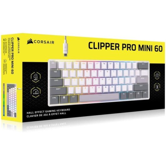 Clavier Corsair CLIPPER PRO MINI 60 Magnétique Compact Blanc RGB