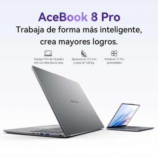 Portátil Blackview AceBook 8 Pro 16" AMD Ryzen 7 3700U 16GB 512GB SSD Radeon Vega 10 Windows 11 Pro