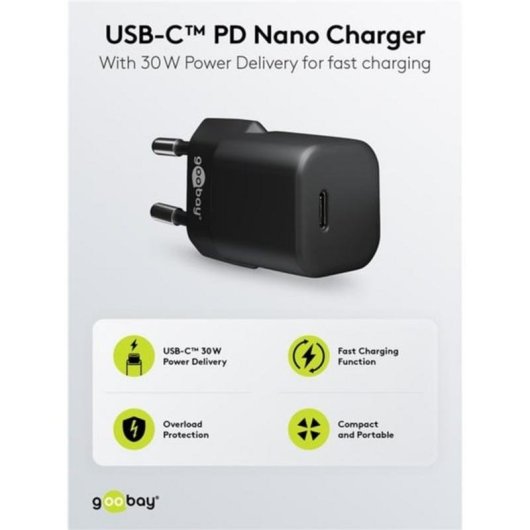 Ladegerät USB-C 30W Goobay 64574 Schnellladung Schwarz