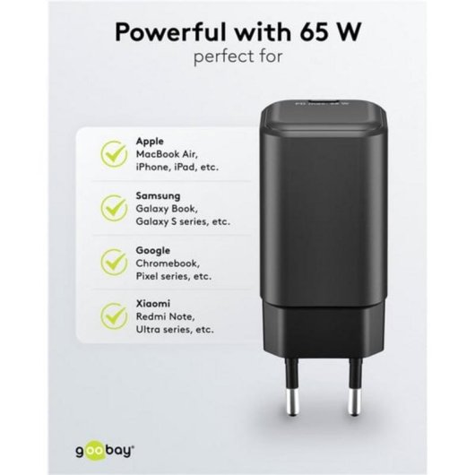 Ladegerät USB-C GaN 65W Goobay 79155 Innen Schwarz