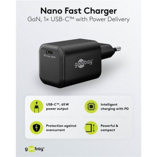 Ladegerät USB-C GaN 65W Goobay 79155 Innen Schwarz