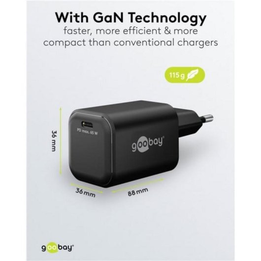 Ladegerät USB-C GaN 65W Goobay 79155 Innen Schwarz