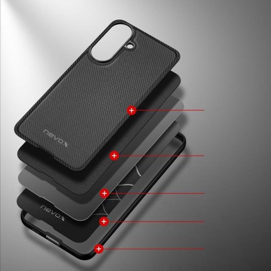 Funda para móvil nevox StyleShell NYLO Cover TPU Nylon Negra para Samsung Galaxy A57 5G