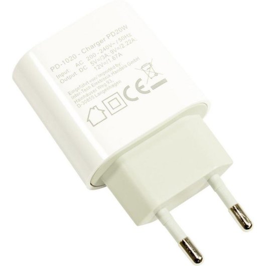Carregador USB-C 20W Power Delivery 3.0 Inter-Tech PD-1020 Branco
