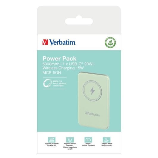 Powerbank Verbatim Charge 'n' Go 5000 mAh Lithium-Polymer Quick Charge 3.0 Grün