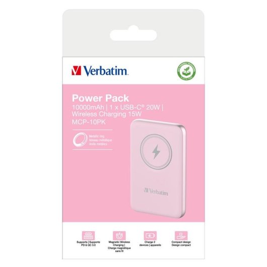 Externer Akku Verbatim Charge 'n' Go 10000 mAh Lithium-Polymer Quick Charge 3.0 Rosa