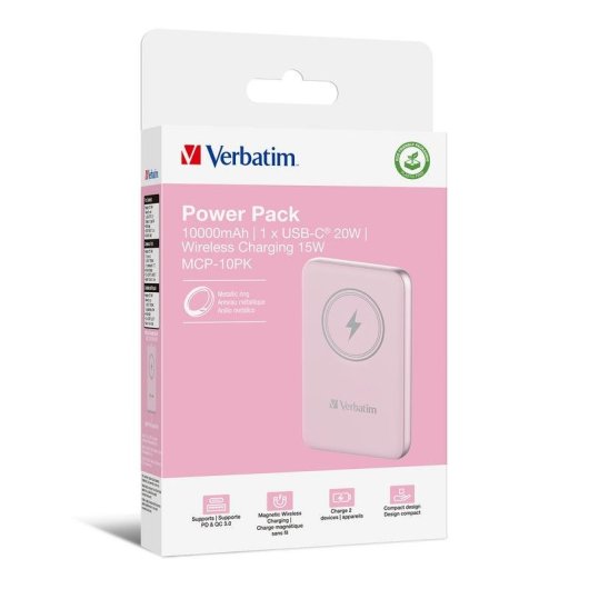 Externer Akku Verbatim Charge 'n' Go 10000 mAh Lithium-Polymer Quick Charge 3.0 Rosa