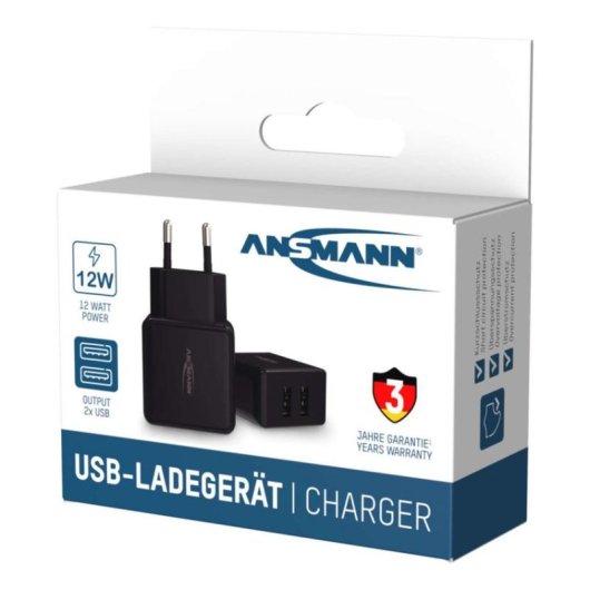 Carregador Ansmann HC212 2 Portas USB 5V Preto Interior