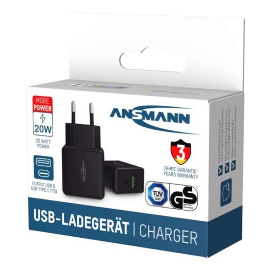 Carregador USB-C e USB-A 20W Ansmann HC218PD Preto