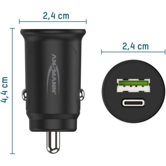Carregador de Carro Ansmann CC230PD 30W USB-C e USB-A Power Delivery