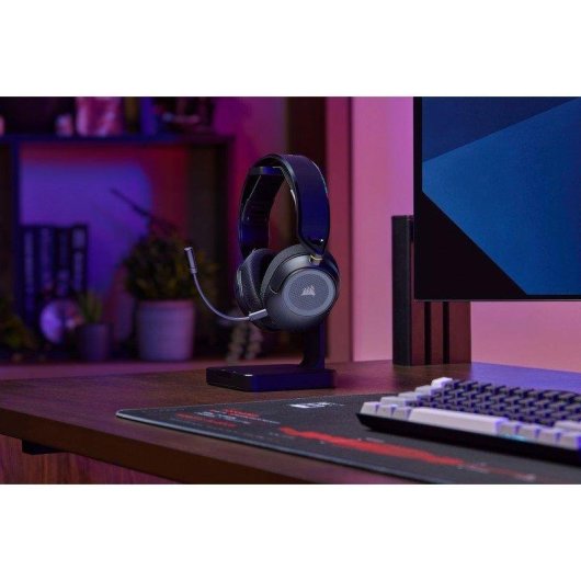 Auriculares Corsair HS35 v3 inalámbricos Bluetooth y USB-C para gaming, micrófono omnidireccional, carbón