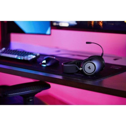 Auriculares Corsair HS35 v3 inalámbricos Bluetooth y USB-C para gaming, micrófono omnidireccional, carbón