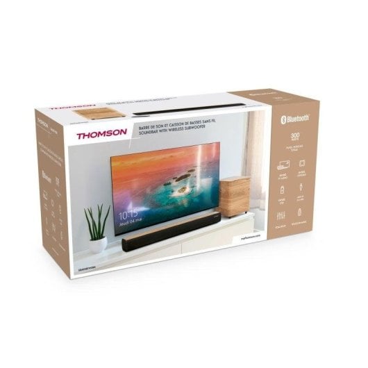 Barra de Som Thomson SB400BTWSBK 2.1 100W RMS Bluetooth Subwoofer Sem Fios Preto