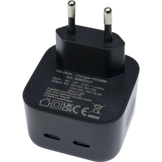 Cargador Inter-Tech PD-2036 36W USB-C Negro