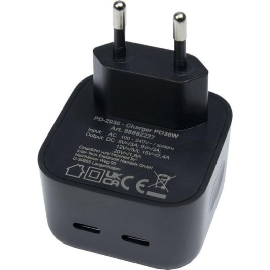 Cargador Inter-Tech PD-2036 36W USB-C Negro