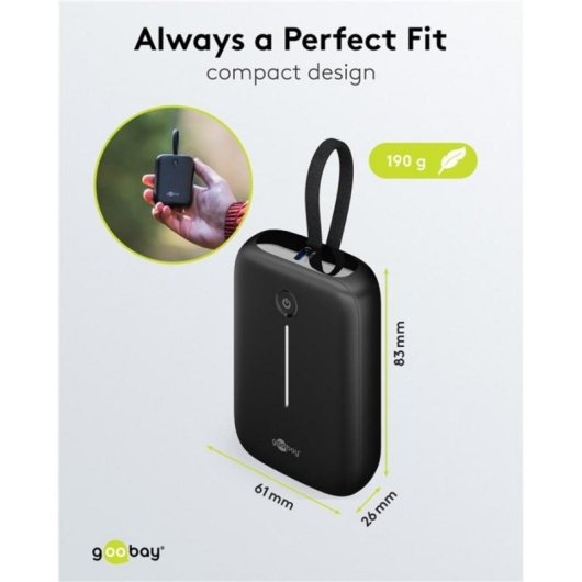 Externe Batterie Goobay 76251 10000 mAh Quick Charge 3.0 15W Schwarz