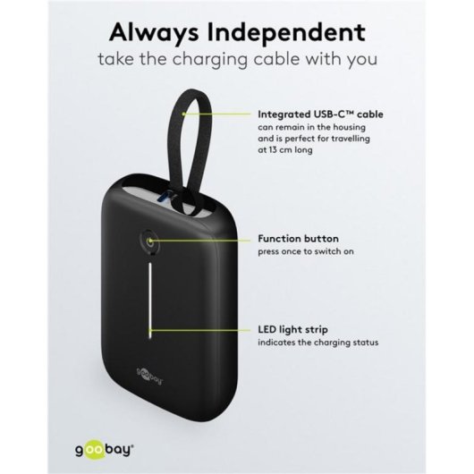 Externe Batterie Goobay 76251 10000 mAh Quick Charge 3.0 15W Schwarz
