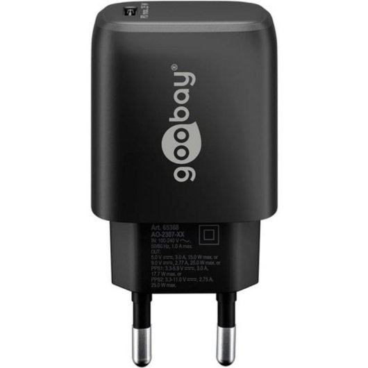 Caricatore USB-C Goobay 65367 25W Power Delivery GaN Interno Nero