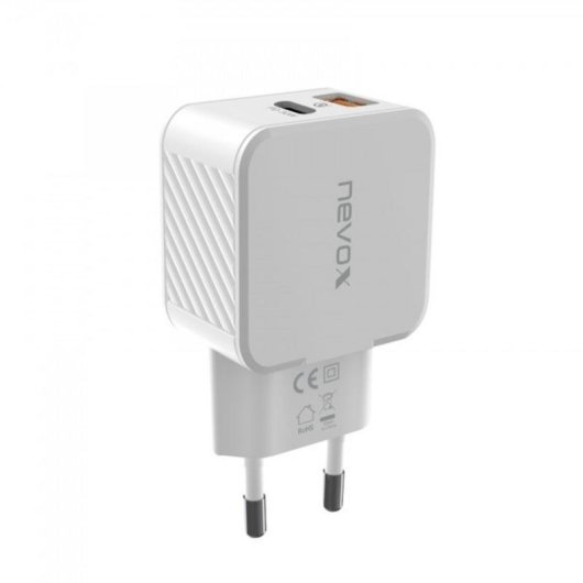 Caricatore Nevox HC-2009 2 Porte USB-C e USB-A Bianco