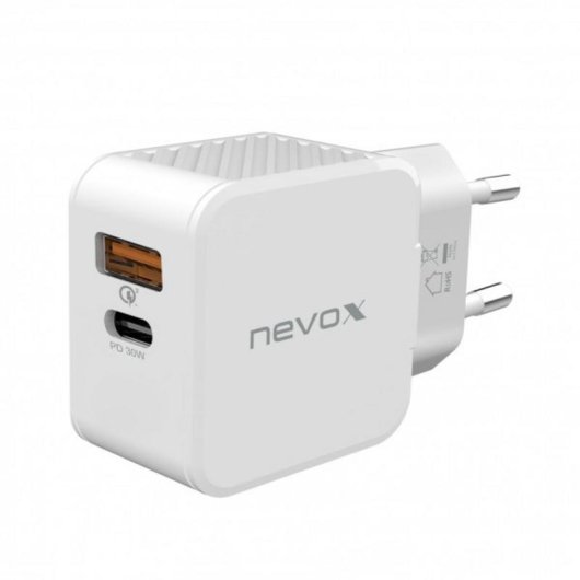 Caricatore Nevox HC-2009 2 Porte USB-C e USB-A Bianco