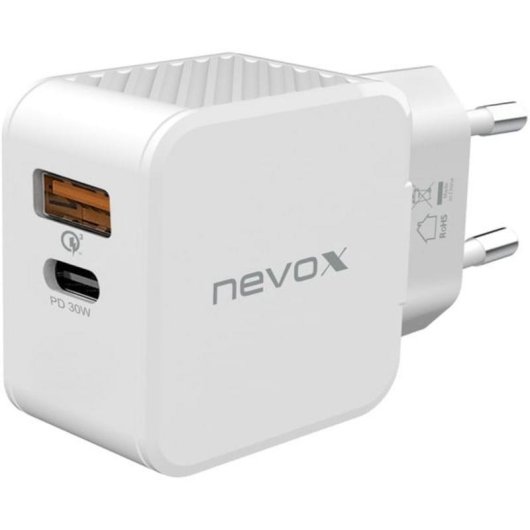 Caricatore Nevox HC-2009 2 Porte USB-C e USB-A Bianco
