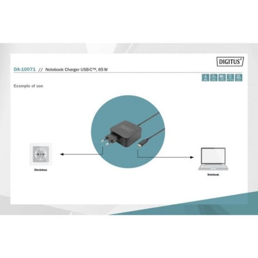 Caricatore USB-C per Portatile Digitus 65W PD3.0 Nero