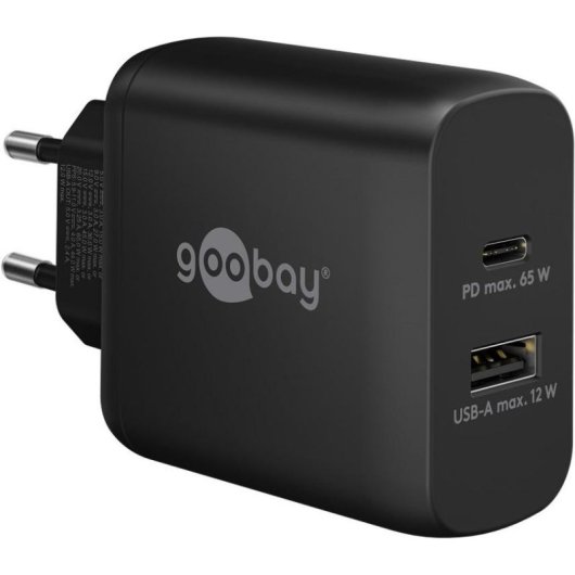 Schnelllader Dual USB-C PD GaN 65W goobay 65409